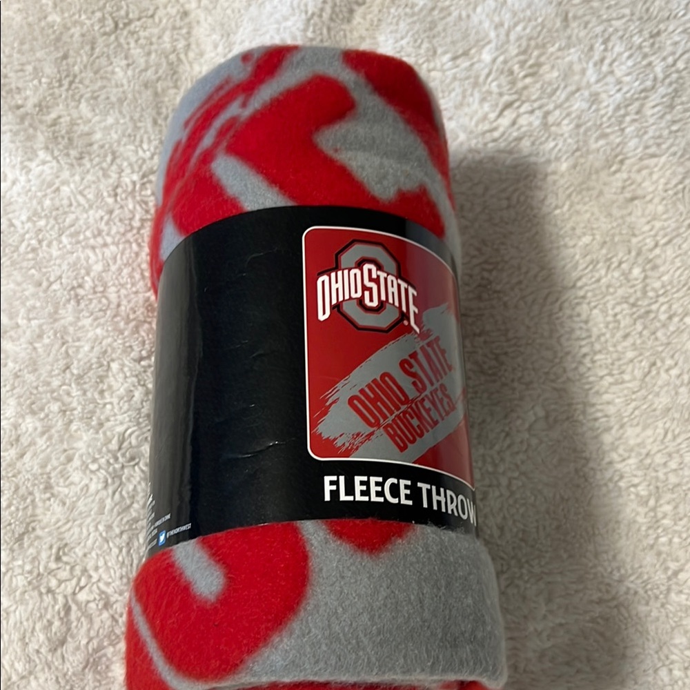 Fleece Throw Blanket - Red and Gray